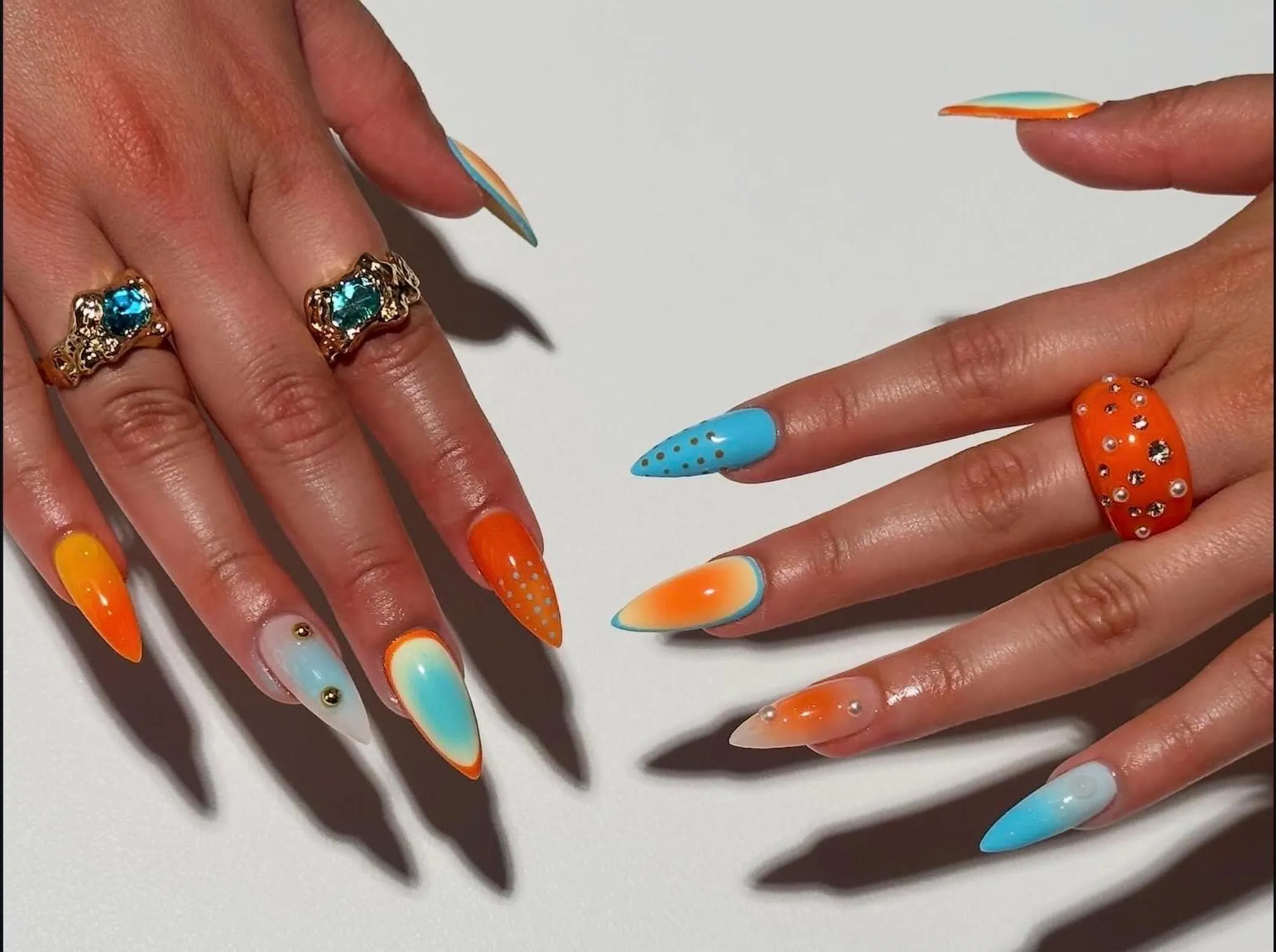 A finished sculpted nail set by DaVi Nails.